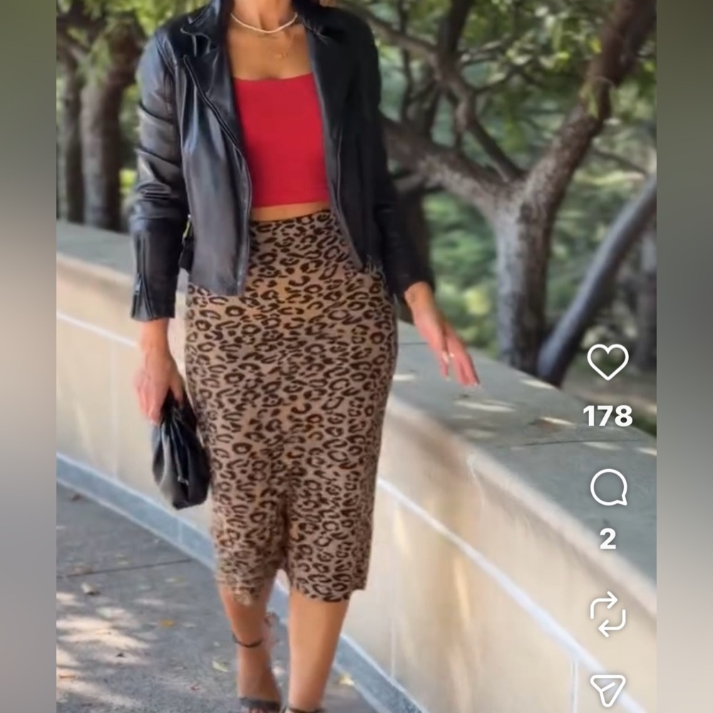 NWT Current Air Leopard Knit Midi Pencil Skirt